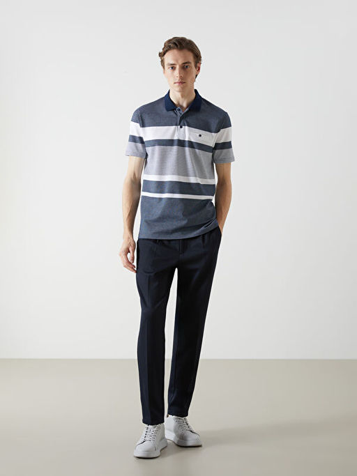 Polo Yaka ?izgili Merserize G?r?n?ml? Erkek Ti??rt