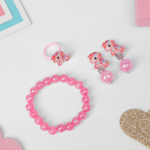 Набор детский «Выбражулька. Единороги», 3 предмета: клипсы, браслет, кольцо