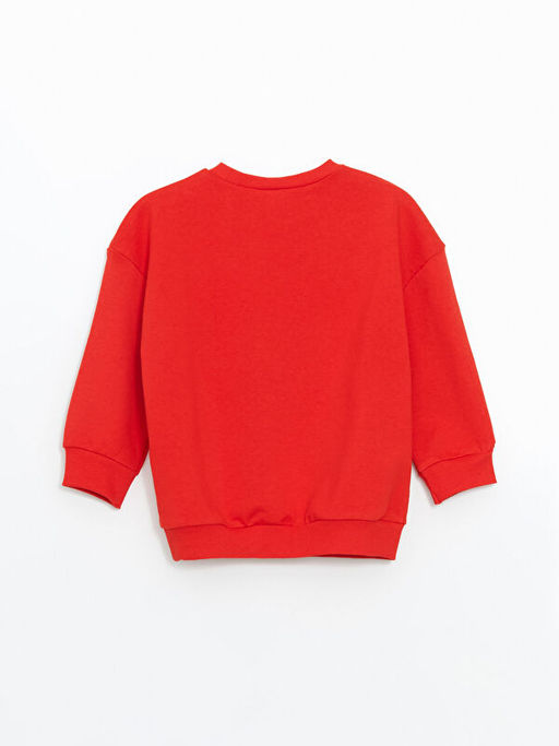 Bisiklet Yaka Bask?l? Erkek ?ocuk Sweatshirt