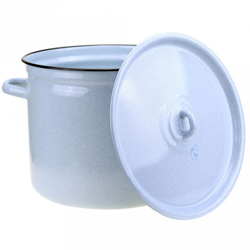 Белый рябчик Кастрюля эмалированная 9л, форма цилиндрическая, металлическая крышка, металлические ручки, без деколи (Россия) - Домашняя мода фото 2