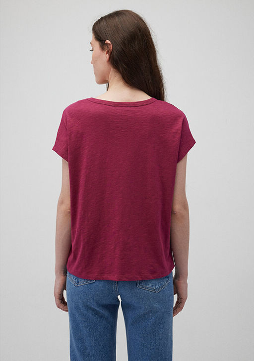 V Yaka Pembe Basic Tisort - Mavi фото 4