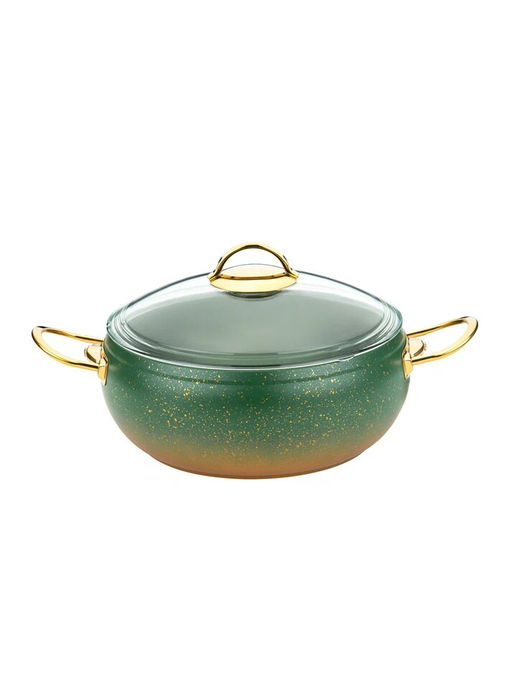 Набор посуды с АПП из 9 (5/4) предметов, крышки стеклянные, цвет: оливковый/золотой, арт. 1000-OLV/G