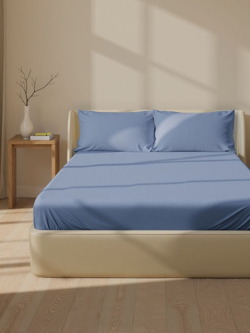 Простыня на резинке 2-спальная SL Home, 160200+30 см, синяя, перкаль - Sima-land home фото 4