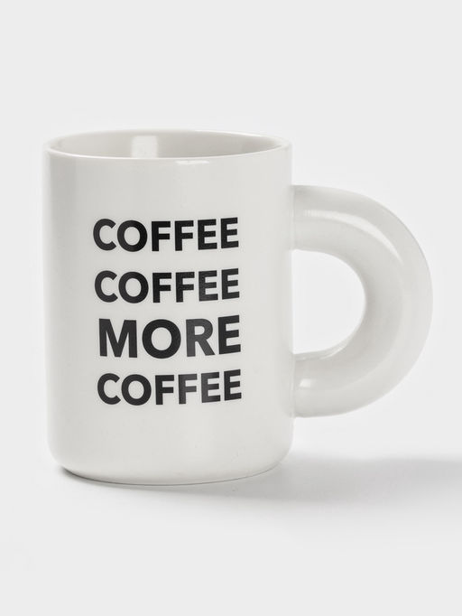 Кружка Доляна Coffee more, фарфор, 400 мл, 12.5×8×10.8 см, фарфор, белая