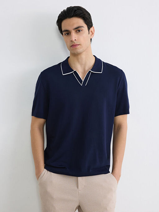 Polo Yaka K?sa Kollu Erkek Triko Kazak