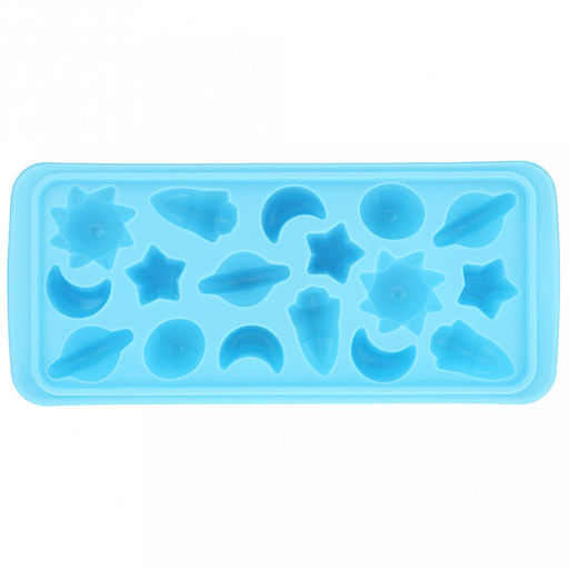 Форма для льда пластмассовая (мармелада) "Космос - 17 штук" 25х11см h3,2см, цвета в ассортименте: сиреневый, белый, голубой, в п/эт пакете (Китай)