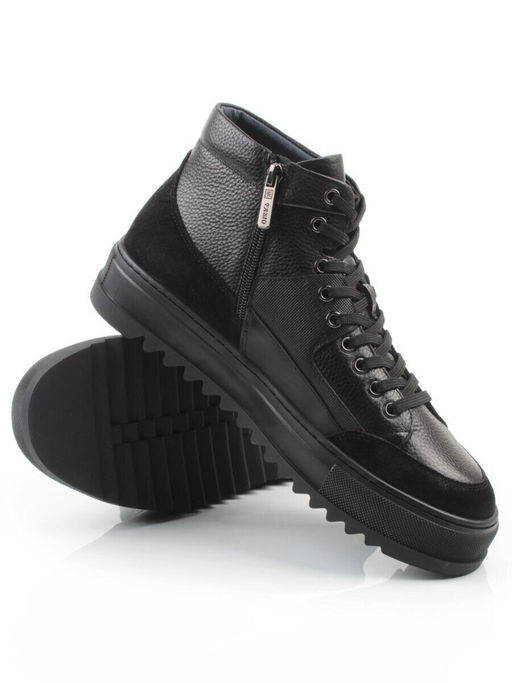 05-B203B-1M-A BLACK Ботинки зимние мужские (натуральная кожа, натуральный мех)