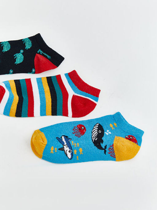 Erkek ?ocuk Desenli Patik ?orap 3l?