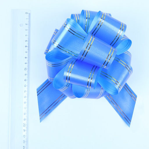 Бант-шар №5 Золотые полосы, цвет синий - Simaland фото 2