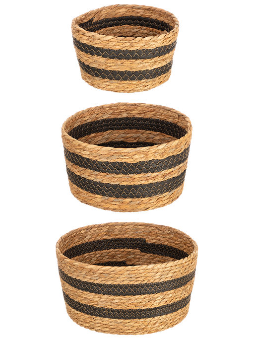 Набор 3 плетеных корзин 19,5*19,5*12 см, 27*27*14,5 см, 31,5*31,5*16 см, с крышкой, водный гиацинт