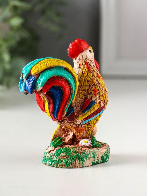 Цена за 2 шт. Фигурка гипс Петушок, радуга, 9.7?8?5 см