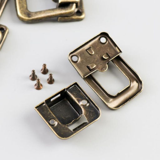 Цена за 2 шт. Замок металл для шкатулки бронза + гвозд. набор 5 шт 3,6х2,5 см