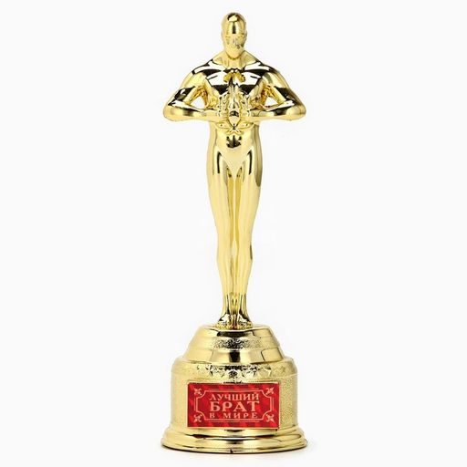 Кубок наградная фигура Лучший брат в мире, оскар, золото, 18 см