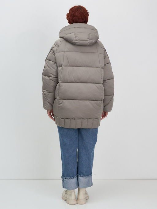 Куртка зимняя женская с капюшоном модная коричневого цвета 7651K - Visdeer фото 15