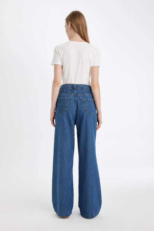 Длинные джинсовые брюки с широкими штанинами и высокой талией - Defacto фото 7