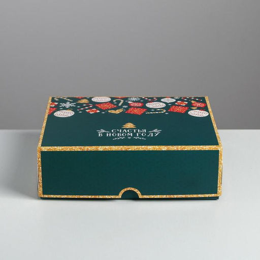 Цена за 5 шт. Упаковка для кондитерских изделий новогодняя «Счастья в Новом году», 20×17×6 см