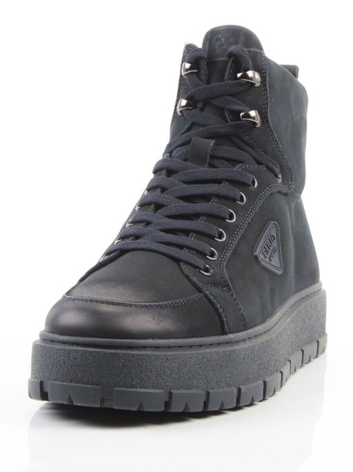 05-AW1002-6M DK. BLUE Ботинки зимние мужские (натуральная кожа, натуральный мех)