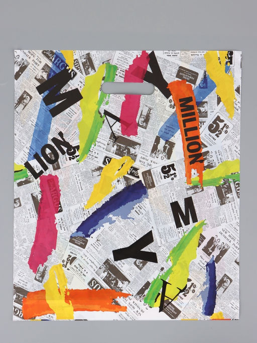 Цена за 50 шт. Пакет "АРТ Газета", полиэтиленовый с вырубной ручкой, 38 х 45 + 3 см, 50 мкм