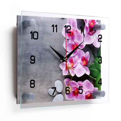 Часы настенные, интерьерные "Орхидеи", бесшумные, 20 х 26 см