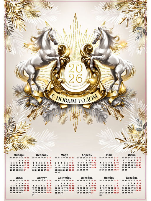Цена за 20 шт. Календарь настенный «С новым годом 2026», А2