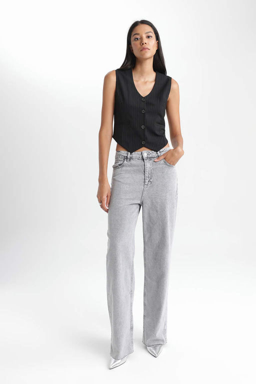 Полосатый блейзер приталенного кроя - Defacto фото 2