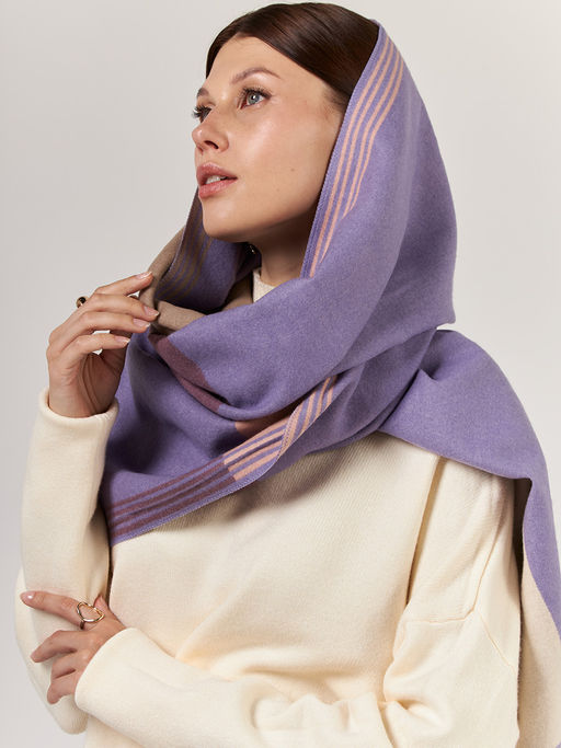 В СОСТАВЕ ШЕРСТЬ И КАШЕМИР Большой, мягкий, теплый однотонный двусторонний палантин. - Tantino фото 8