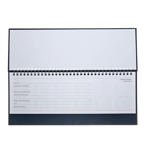 Планинг недатированный 100 х 300 мм, 56 листов, на гребне, обложка бумвинил, синий - Calligrata фото 3