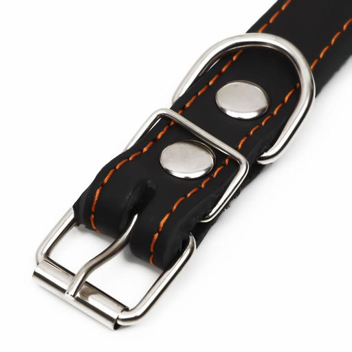 Ошейник кожаный на синтепоне, украшенный, 55 х 2.5 см, ОШ 35-45 см, черный - Пижон фото 4