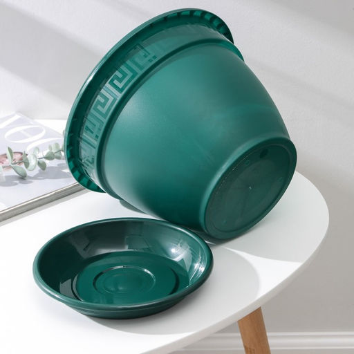 Горшок для цветов с поддоном Антик, 4.9 л, d=25 см, пластиковый, цвет малахит - Simaland фото 4