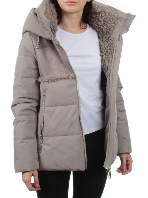 23-696 GRAY/BEIGE Куртка зимняя женская (холлоффайбер 150 гр., искусственная дубленка) - Fashion фото 8