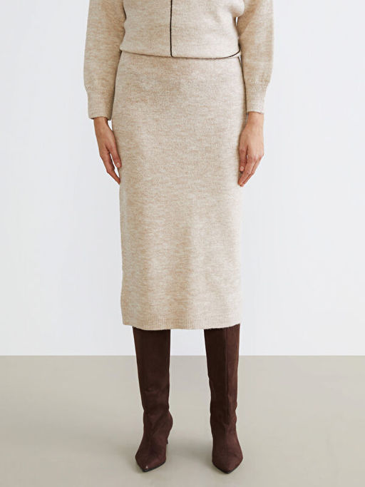 Beli Lastikli Y?rtma?l? Triko Etek