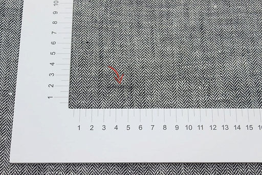 Лен костюмный с умягчением Елочка цв.молочный/черный, ш.1.5м, лен-100%, 195гр/м.кв - Купава фото 3