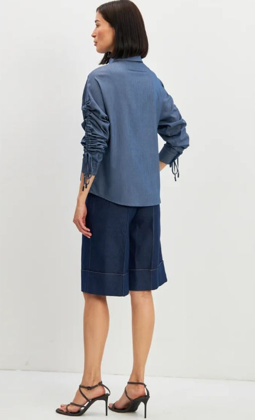 Блузка тонкая джинса OD-858-4 темный джинс OD-858-4 - Tantino фото 22