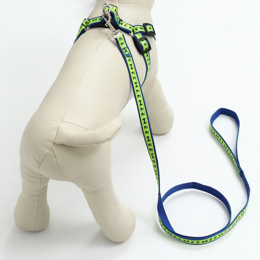 Комплект Косточки и лапки светоотражающий, поводок 120 х 1,5 см, ОГ 36-52 см, синий - Пижон фото 10