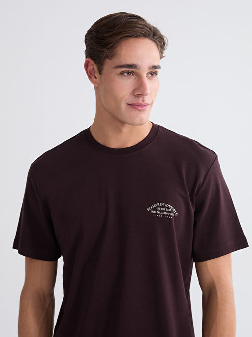 Bisiklet Yaka Bask?l? Erkek Ti??rt