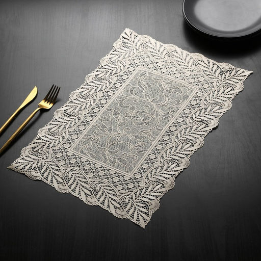 Набор салфеток ажурных для стола Доляна, 4 шт, 4630 см, ПВХ, цвет бежевый  фото 8