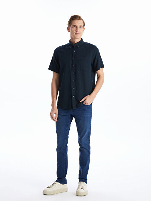 Regular Fit K?sa Kollu Poplin Erkek G?mlek