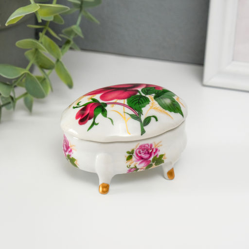 Шкатулка для украшений на ножках «Роза», керамика, 6.1×7.7×4.8 см
