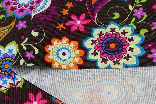 Интерьерный хлопок Цветочный пейсли цв.горький шоколад, ш.1.5м, хлопок-100%, 250гр/м.кв - Купава фото 6