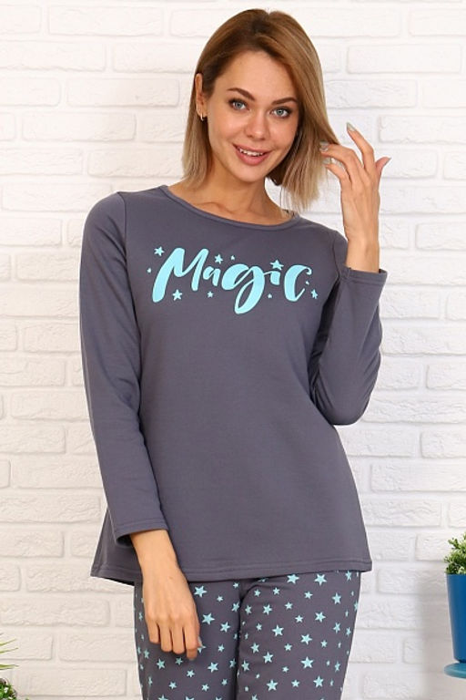 Кофта, футер с начёсом, принт Magic, бирюзовый (685к-2) - Плиона фото 2