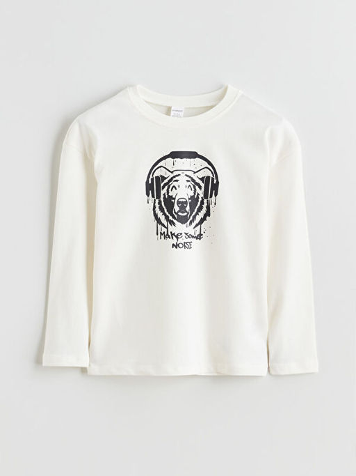 Bisiklet Yaka Bask?l? Erkek ?ocuk Ti??rt