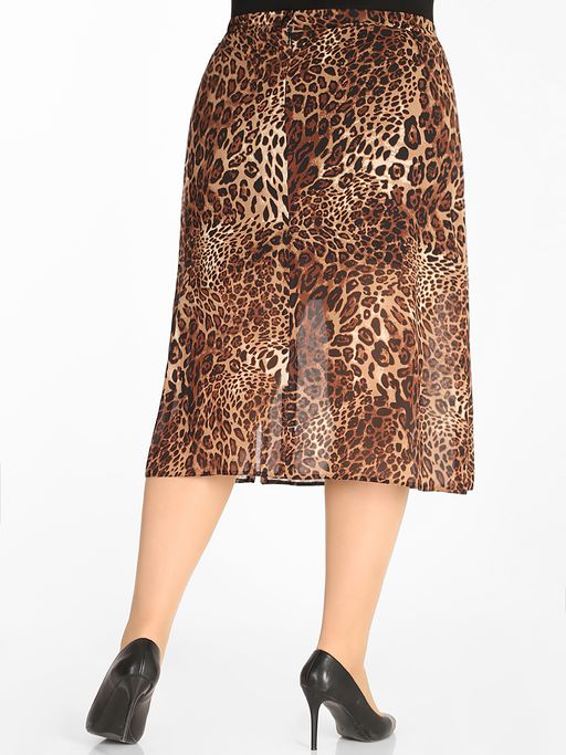 Юбка леопардовая с разрезом - Almond фото 11