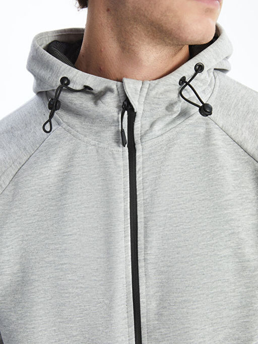 Kap??onlu Uzun Kollu Erkek Fermuarl? Sweatshirt