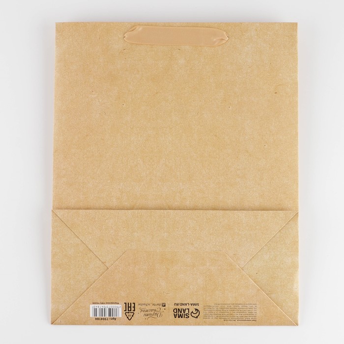 Пакет ламинированный Крафтовый, M 25.5 х 32 х 12 см - Дарите счастье фото 4