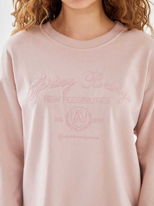 Bisiklet Yaka Nak??l? Kad?n Sweatshirt