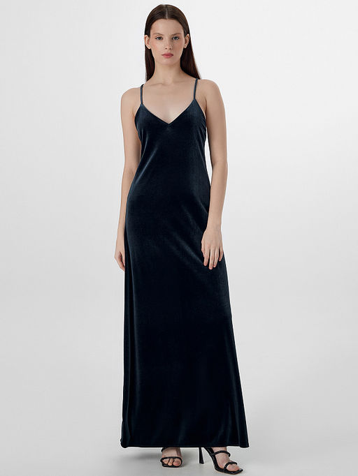 Сарафан женский черный велюровый