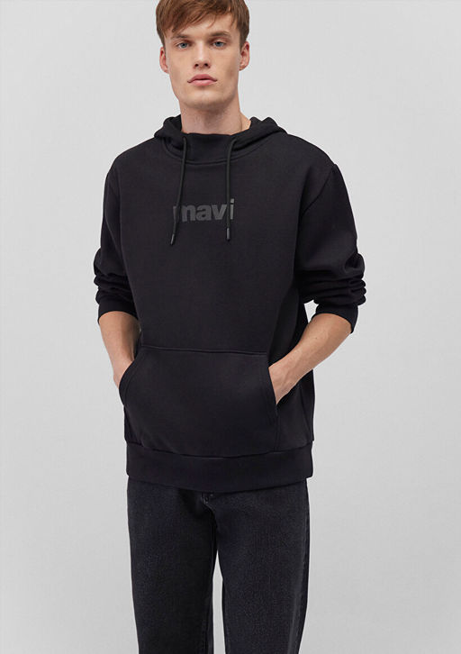 Mavi Bask?l? Kapusonlu Siyah Sweatshirt  фото 2