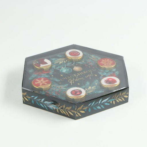 Подарочный набор новогодний «Счастливого Нового года»: чай чёрный, крем-мёд (6 шт.x30 г)