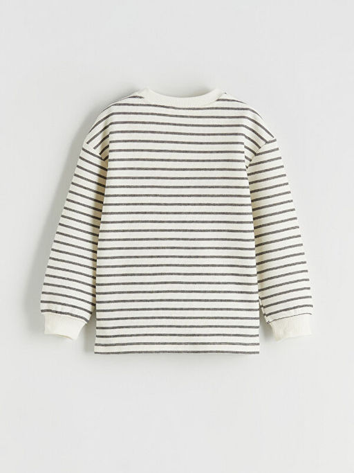 Bisiklet Yaka ?izgili Erkek ?ocuk Sweatshirt