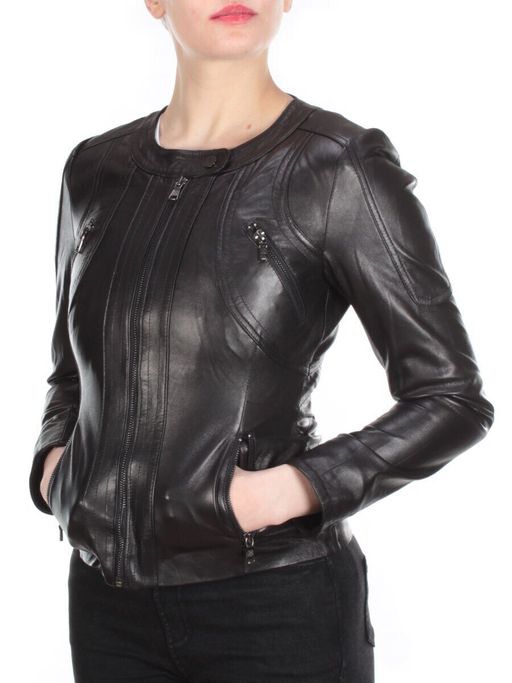 330 DARK BROWN Куртка кожаная женская - Фабричный китай фото 3